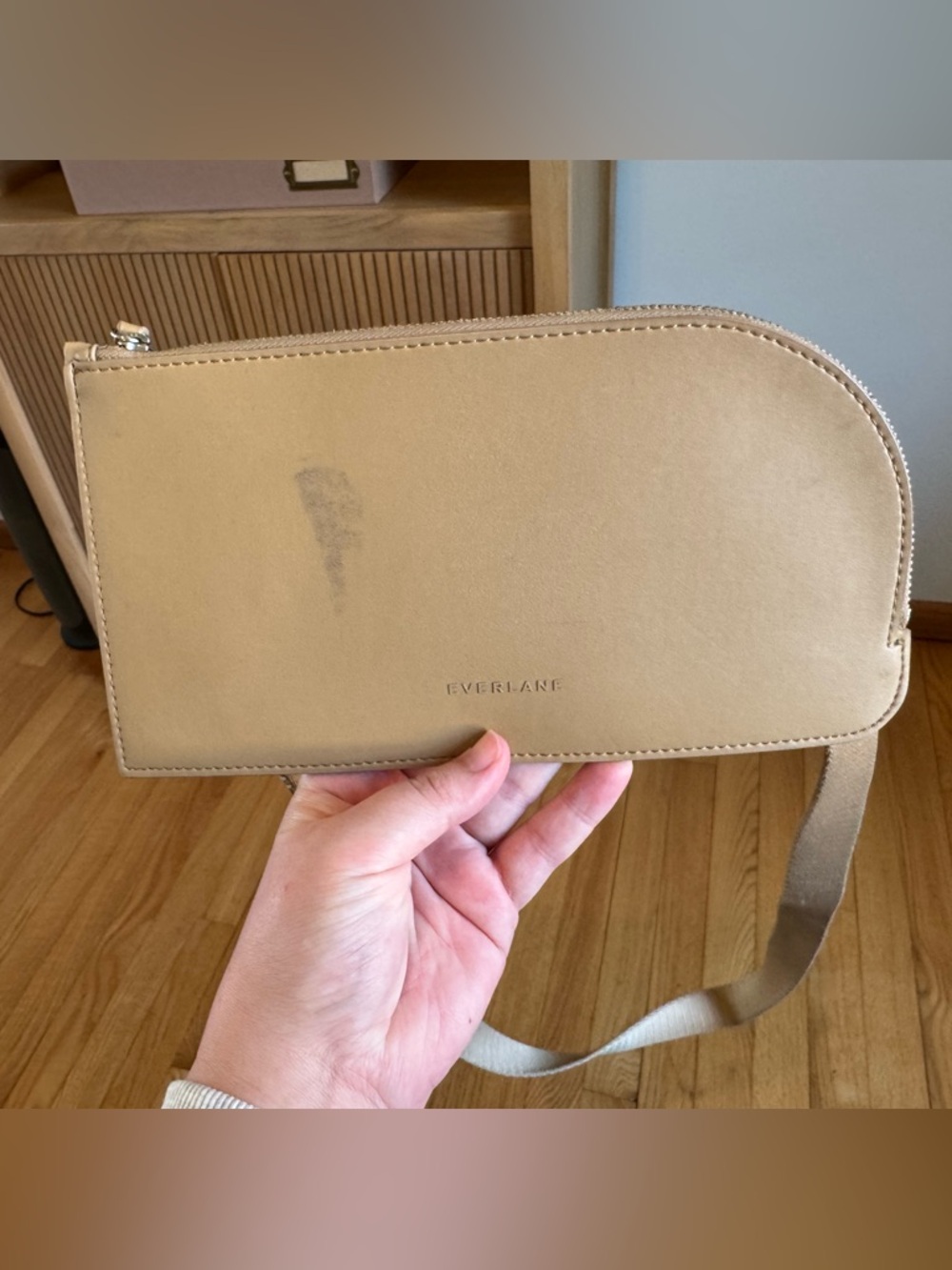 Everlane Beige Leather Oval Crossbody